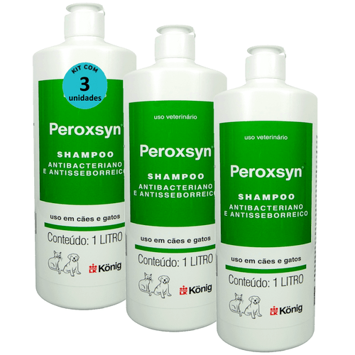 Kit 3 Shampoo Antibacteriano E Antisseborreico Peroxsyn König 1 Litro - König Kit 3 Shampoo Antibacteriano E Antisseborreico Peroxsyn König 1 Litro - König